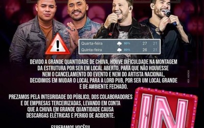 A Gravação do DVD da dupla Rafa & Junior foi transferido para a casa de shows e eventos Lord Pub.