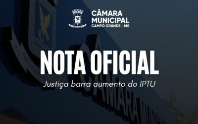Nota Oficial da Câmara Municipal sobre o IPTU 2026.