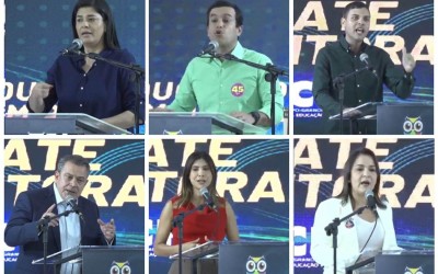 Alvo dos candidatos, Adriane reage com ataques ao PSDB e Figueiró “incorpora” em debate.