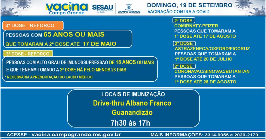Dose de reforço contra a Covid será para idosos de 65 anos neste domingo