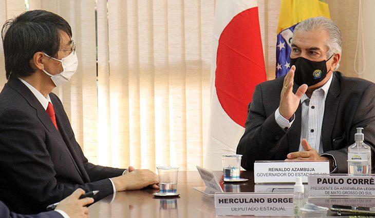 Governo do Estado de Mato Grosso do Sul.  Reinaldo Azambuja recebe o embaixador do Japão-   02/09/2021-Redação.