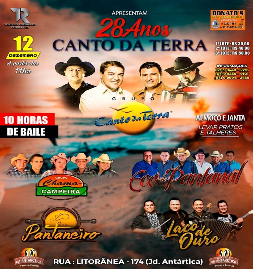 Em Dezembro dia 12 e a vez do Grupo Canto da Terra 28 anos de história (10 hrs de baile) Em Dezembro dia 12 e a vez do Grupo Canto da Terra 28 anos de história (10 hrs de baile)