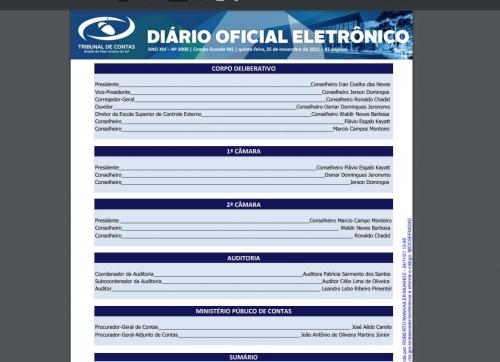 Diário Oficial Eletrônico do TCE-MS completa 3 mil edições Diário Oficial Eletrônico do TCE-MS completa 3 mil edições