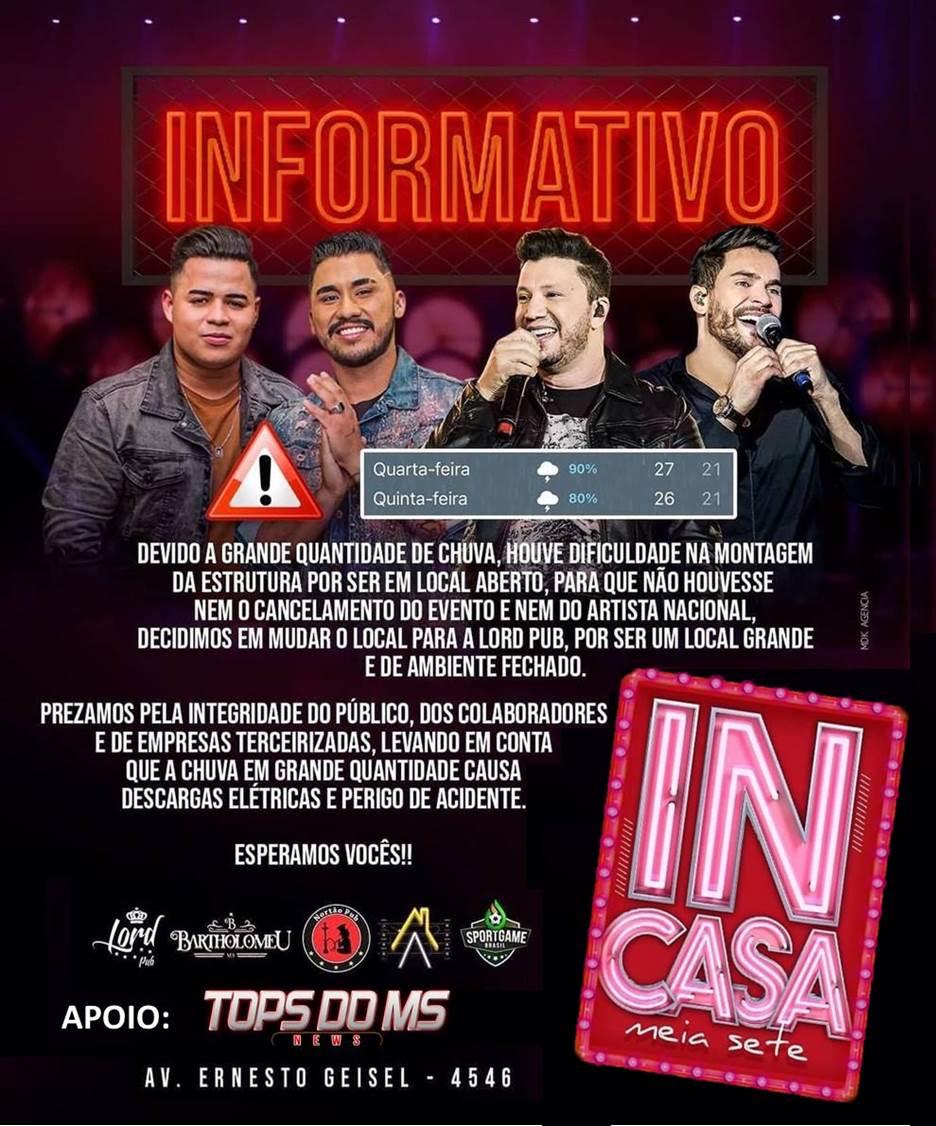 A Gravação do DVD da dupla Rafa & Junior foi transferido para a casa de shows e eventos Lord Pub. A Gravação do DVD da dupla Rafa & Junior foi transferido para a casa de shows e eventos Lord Pub.