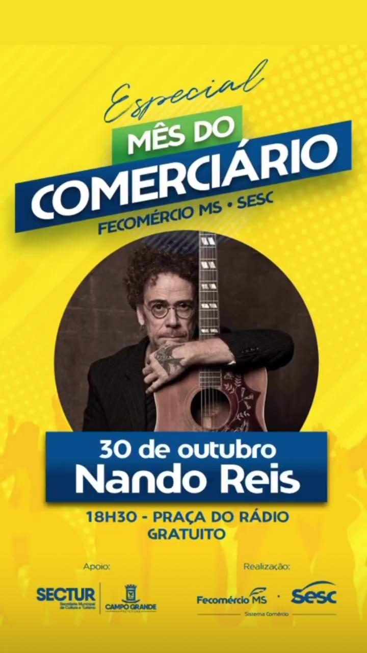 Nando Reis se apresenta em evento gratuito neste sábado em Campo Grande