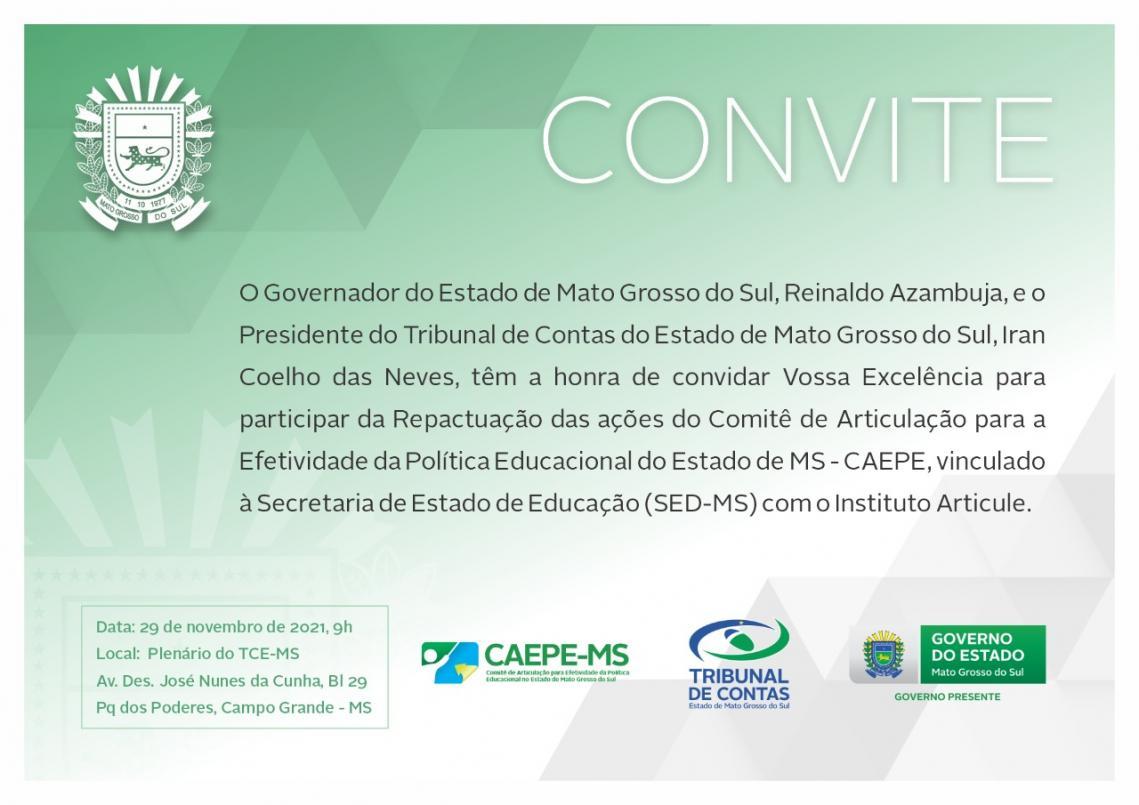 Comitê de Articulação para a Efetividade da Política Educacional do Estado se reúne na segunda-feira no TCE-MS  Comitê de Articulação para a Efetividade da Política Educacional do Estado se reúne na segunda-feira no TCE-MS
