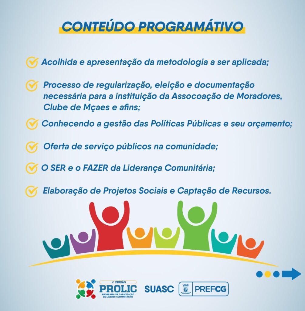 ABRE INSCRIÇÕES PARA A 5ª Edição do Programa de Capacitação de Líderes Comunitários (Prolic).