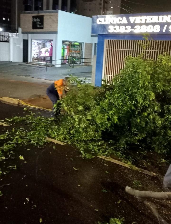 A Defesa Civil Municipal de Campo Grande esteve nas ruas da cidade trabalhando duro para normalizar o mais rápido possível a cidade