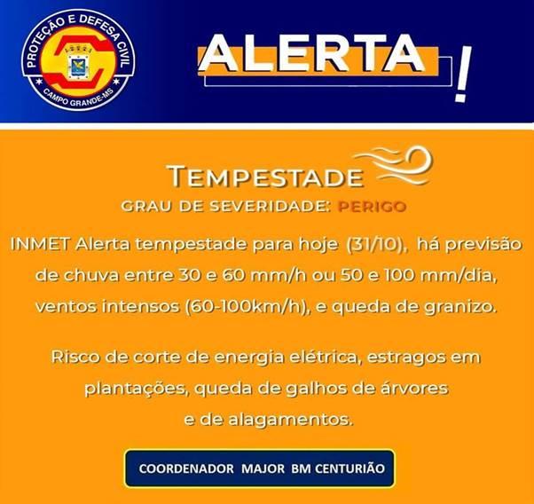 Defesa Civil Municipal  alerta sobre chuvas que  chega com força em diferentes regiões de Campo Grande