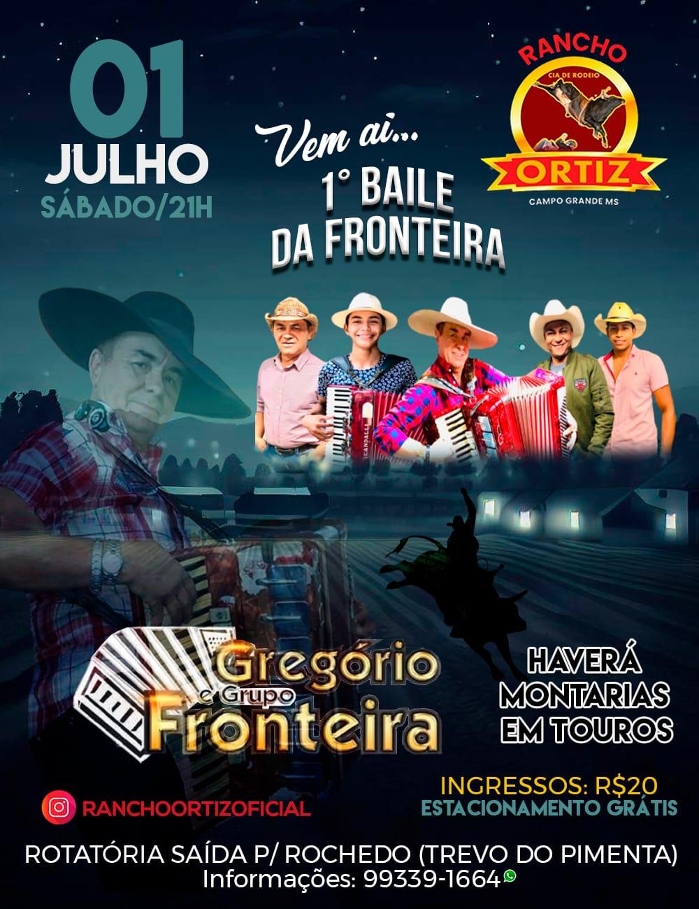 Vem ai o 1° Baile da Fronteira do Rancho Ortiz,  dia 01 de Julho Sábado as 21:00 horas.