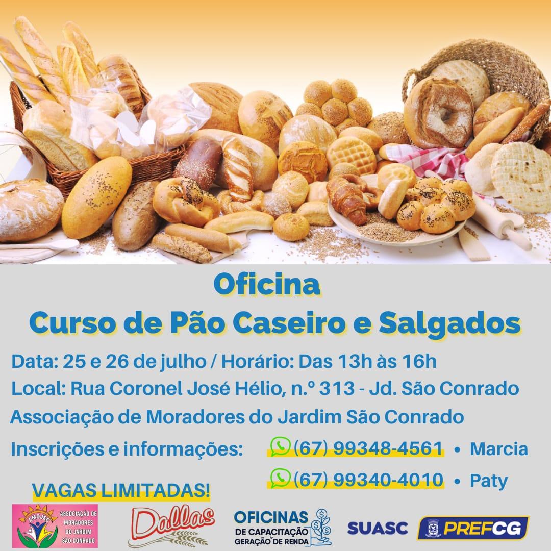 PREFEITURA PROMOVE CURSO GRATUITO DE PÃES CASEIROS E SALGADOS NO JARDIM SÃO CONRADO.