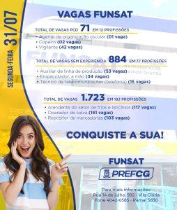 FUNSAT OFERECE 1.723 VAGAS DE EMPREGO EM MAIS DE 250 EMPRESAS NESTA SEGUNDA.