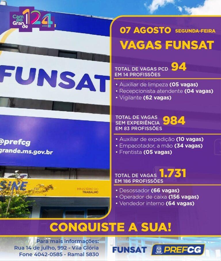 Funsat Oferece 1.731 Vagas de Emprego em Mais de 260 Empresas Nesta Segunda-feira.