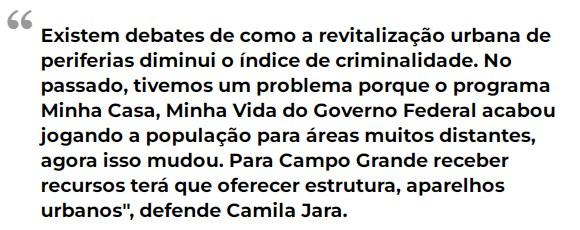 Pré-candidata, Camila Jara fala em "desfavelização" e tarifa zero no transporte.