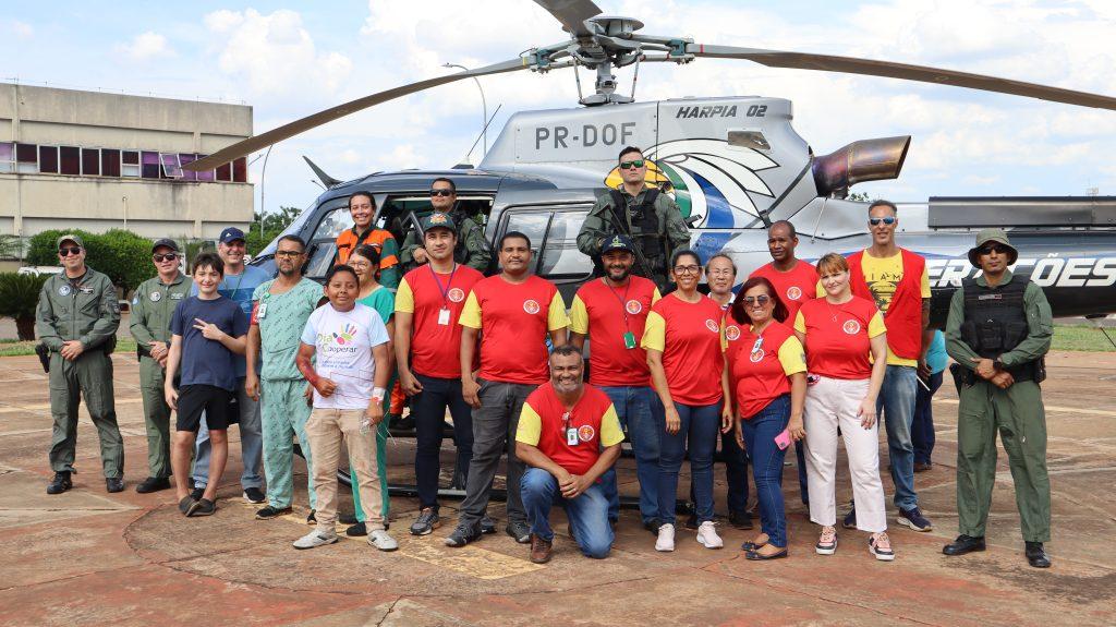 Com uso de helicóptero, HRMS e Sejusp auxiliam treinamento de hospital da Capital.  Com uso de helicóptero, HRMS e Sejusp auxiliam treinamento de hospital da Capital.
