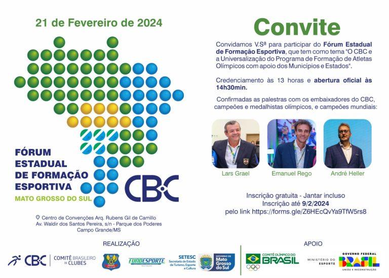 Estão abertas as inscrições de fóruns para gestores de esporte e atletas do Mato Grosso do Sul. Estão abertas as inscrições de fóruns para gestores de esporte e atletas do Mato Grosso do Sul.