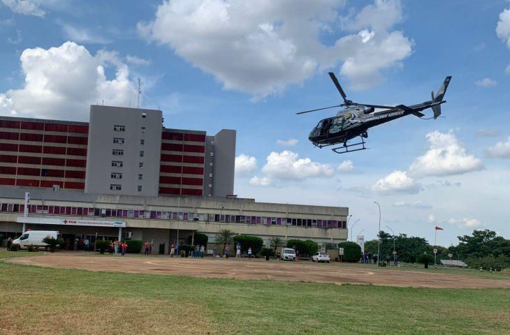 Com uso de helicóptero, HRMS e Sejusp auxiliam treinamento de hospital da Capital.  Com uso de helicóptero, HRMS e Sejusp auxiliam treinamento de hospital da Capital.