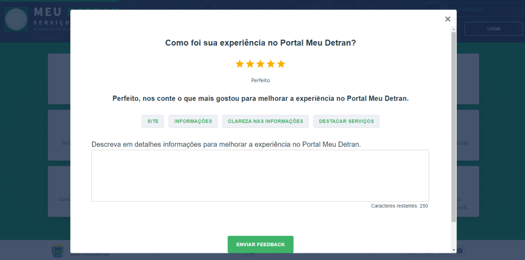 Por melhoria contínua, Detran-MS lança pesquisa de satisfação no Portal de Serviços. Por melhoria contínua, Detran-MS lança pesquisa de satisfação no Portal de Serviços.