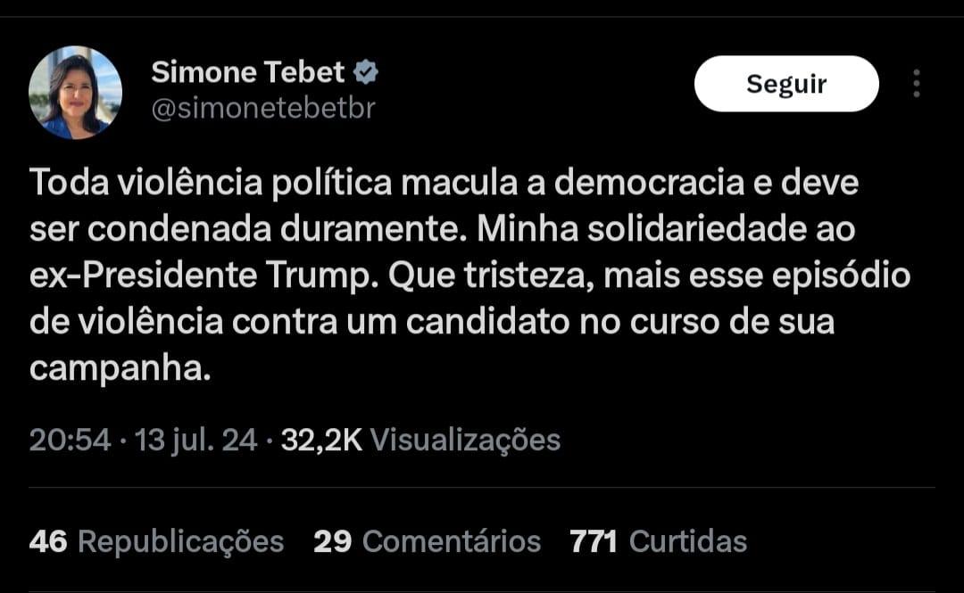 Deputados e autoridades sul-mato-grossenses repudiam ataque a Trump. Deputados e autoridades sul-mato-grossenses repudiam ataque a Trump.