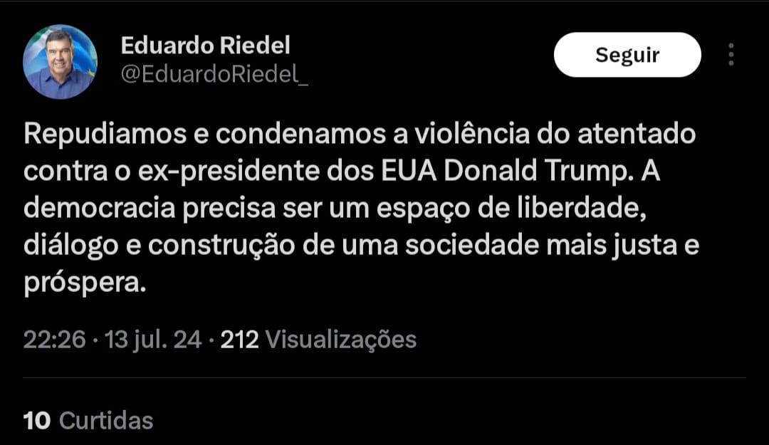 Deputados e autoridades sul-mato-grossenses repudiam ataque a Trump. Deputados e autoridades sul-mato-grossenses repudiam ataque a Trump.