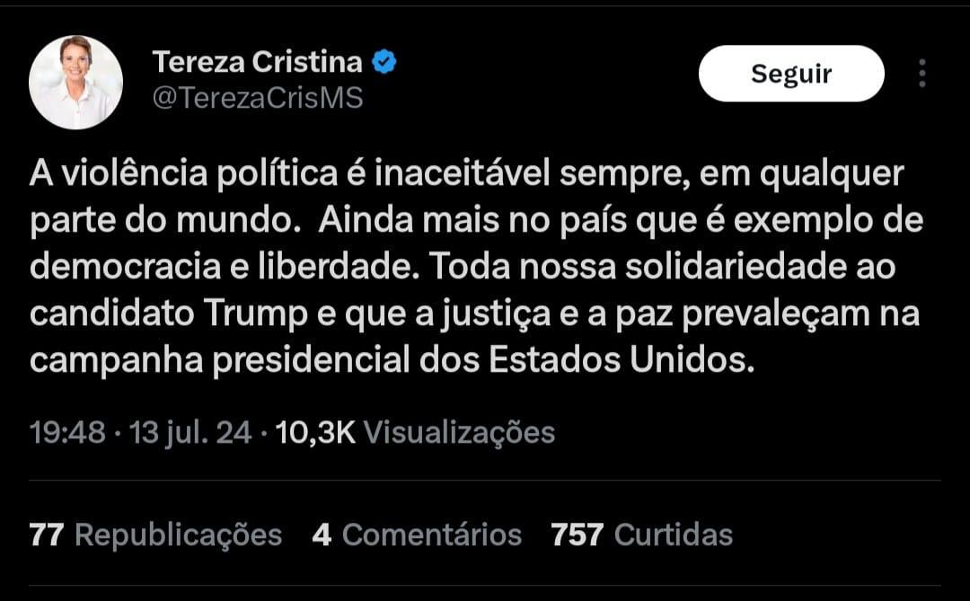 Deputados e autoridades sul-mato-grossenses repudiam ataque a Trump. Deputados e autoridades sul-mato-grossenses repudiam ataque a Trump.