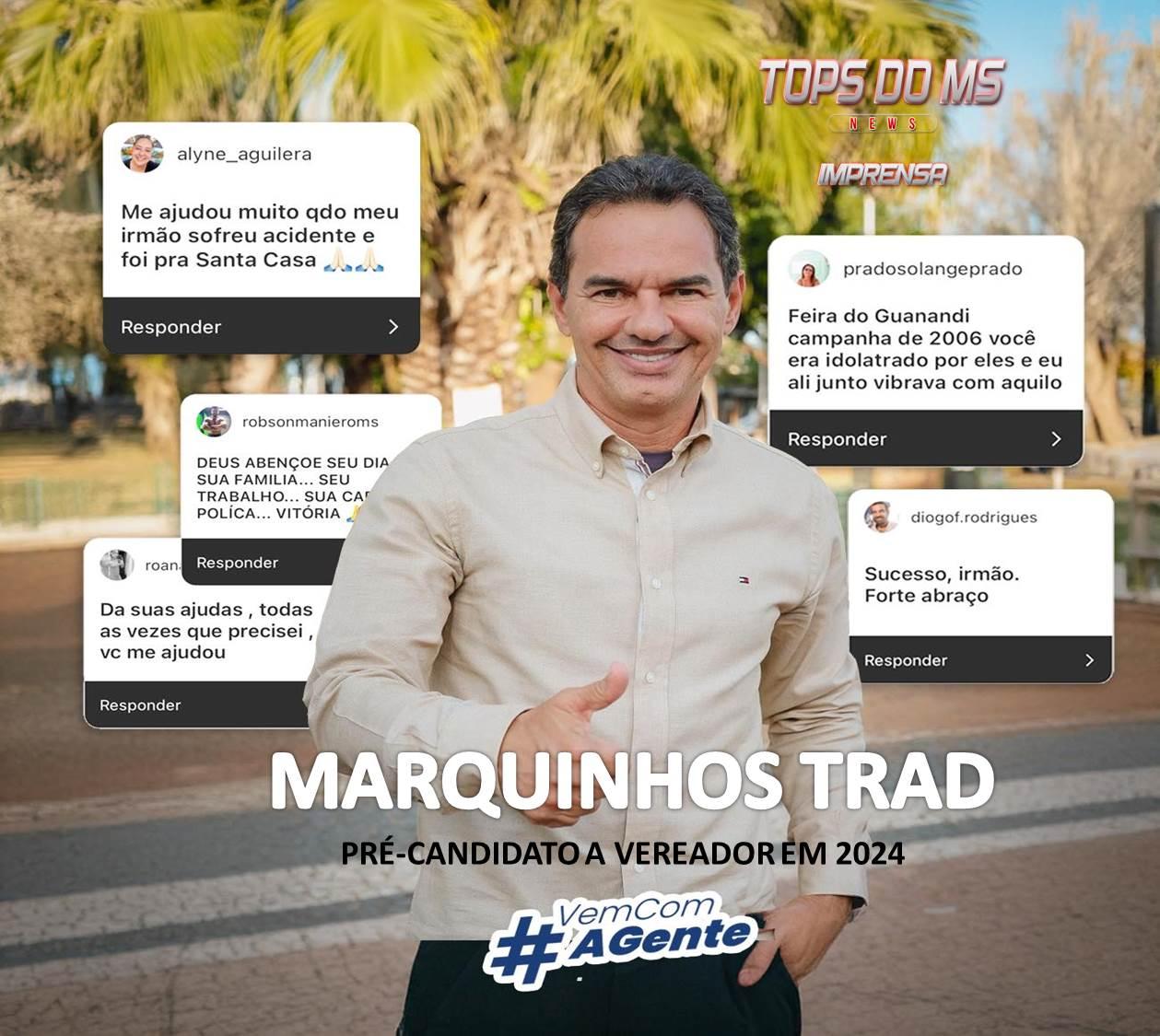 Marquinhos Trad lidera pesquisa para vereador em Campo Grande, Trad pode ser o candidato mais bem votado nas eleições 2024. Marquinhos Trad lidera pesquisa para vereador em Campo Grande, Trad pode ser o candidato mais bem votado nas eleições 2024.