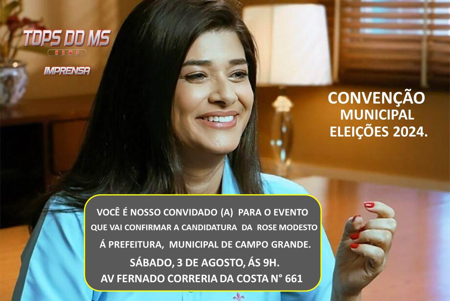 União Brasil convida filiados para ato que vai oficializar candidatura de Rose Modesto à Prefeitura da Capital. União Brasil convida filiados para ato que vai oficializar candidatura de Rose Modesto à Prefeitura da Capital.