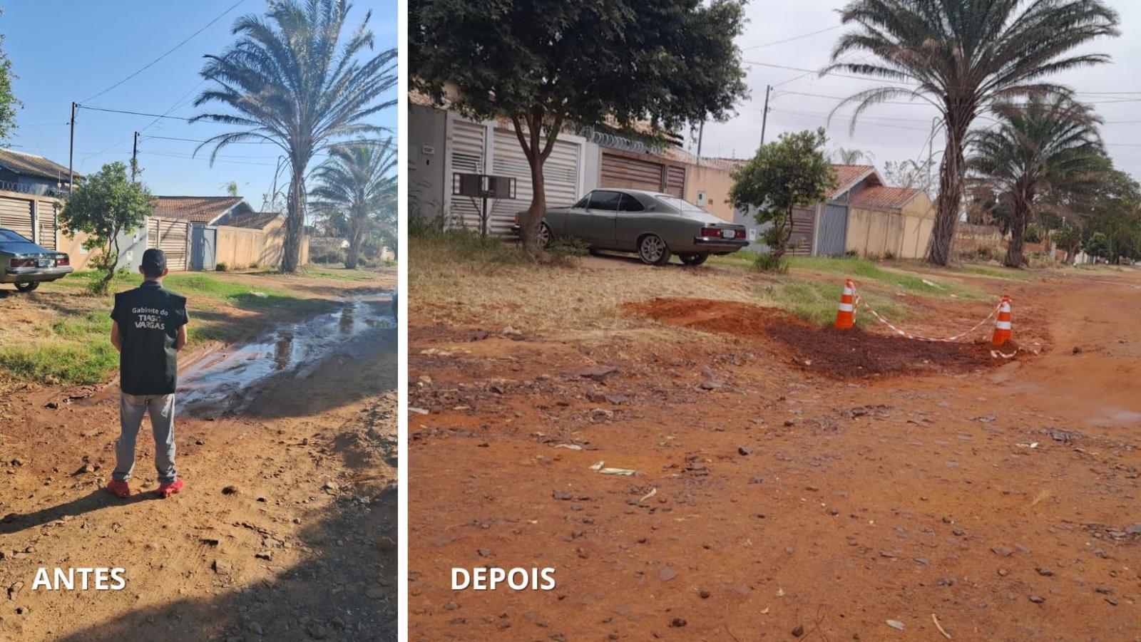 Vereador Tiago Vargas soluciona vazamento de água no bairro Los Angeles.