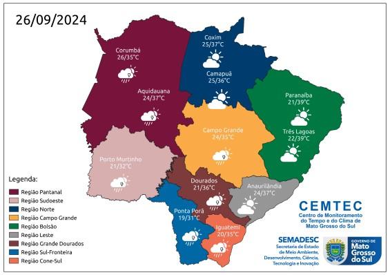 Quinta-feira tem possibilidade de chuva em diferentes regiões de Mato Grosso do Sul. Quinta-feira tem possibilidade de chuva em diferentes regiões de Mato Grosso do Sul.
