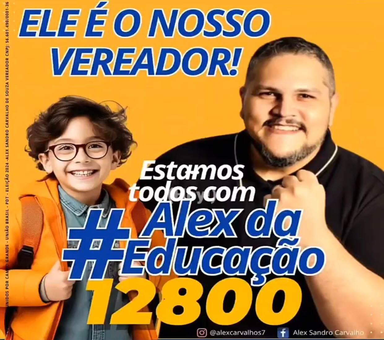 Alex da Educação candidato a vereador por Campo Grande aparece com 20% de intenção de votos validos, passa o vereador Marcos Tabosa que tem só 15%  na nova pesquisa do Ranking. Alex da Educação candidato a vereador por Campo Grande aparece com 20% de intenção de votos validos, passa o vereador Marcos Tabosa que tem só 15%  na nova pesquisa do Ranking.
