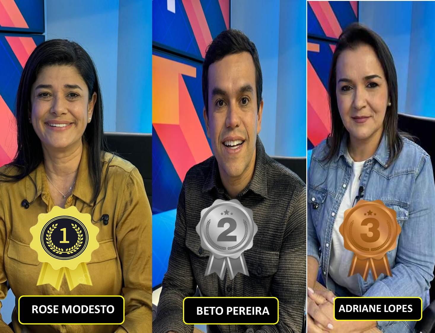 Rose Modesto  lidera em 1° lugar com 31% dos votos validos; Beto Pereira chega a 25%, Adriane Lopes se isola e fica  em 3º  lugar com 16%, diz a nova pesquisa da TV Morena Quaest.