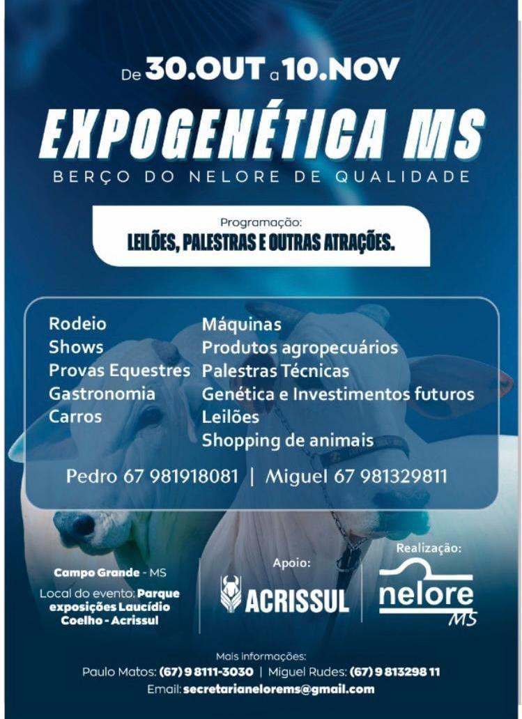 Expogenética tem expectativa de girar em torno de R$ 20 milhões em leilões durante os 12 dias de feira.