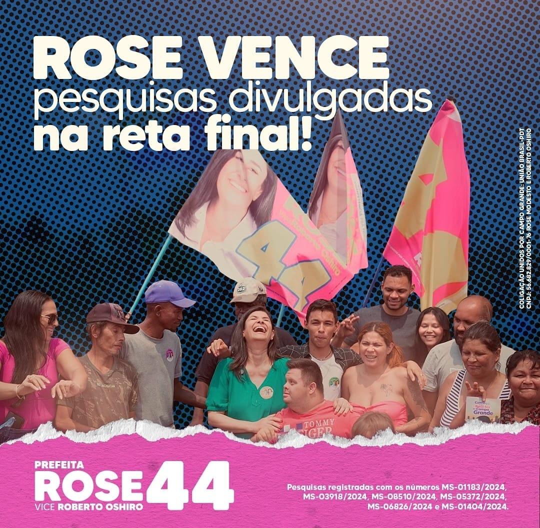 Rose Modesto lidera em 1° lugar em todas as pesquisas,  e  hoje se-encerra o primeiro ciclo do primeiro turno.