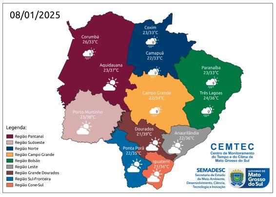 Previsão indica altas temperaturas e chuva em algumas cidades do Estado. Previsão indica altas temperaturas e chuva em algumas cidades do Estado.