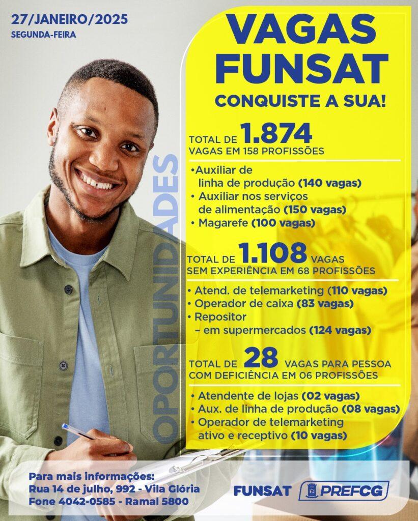 Semana começa com 1.874 vagas de emprego em Campo Grande. Semana começa com 1.874 vagas de emprego em Campo Grande.