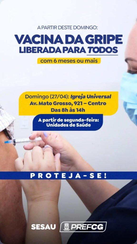 Campo Grande amplia vacinação para todos os públicos em razão do aumento de doenças respiratórias.