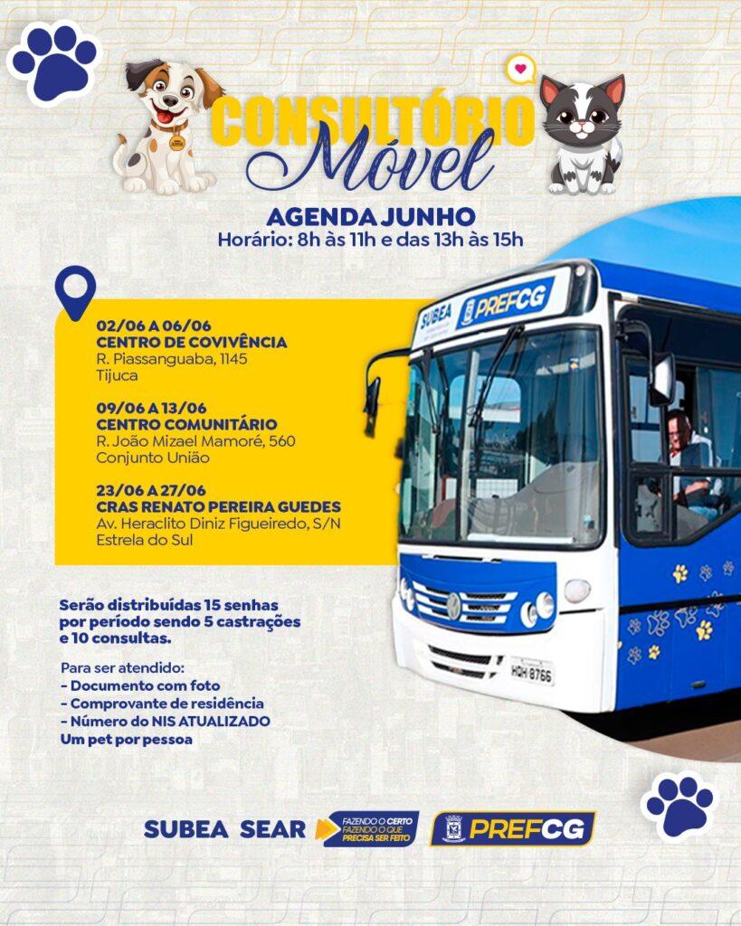 Subea divulga programação de junho do Consultório Móvel. Subea divulga programação de junho do Consultório Móvel.