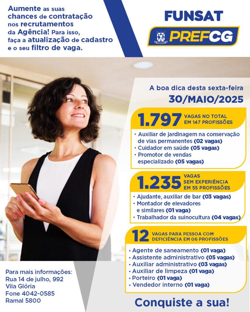 Semana termina com a oferta de 1.797 vagas na Funsat.