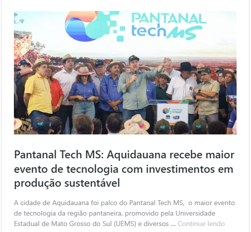 Pantanal Tech MS 2025: Governo e UEMS fomentam desenvolvimento com inovação e sustentabilidade. Pantanal Tech MS 2025: Governo e UEMS fomentam desenvolvimento com inovação e sustentabilidade.