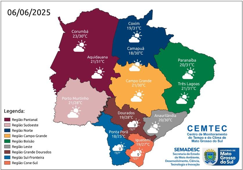 Frente fria avança e muda o tempo no fim de semana em Mato Grosso do Sul. Frente fria avança e muda o tempo no fim de semana em Mato Grosso do Sul.
