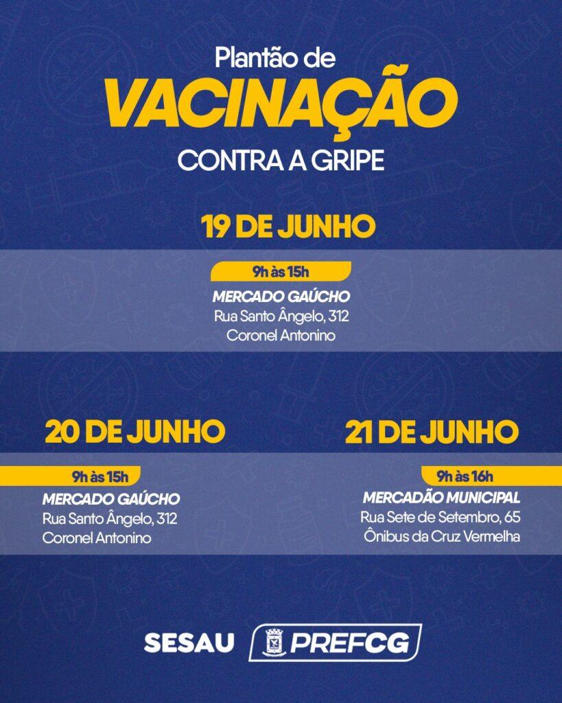 SESAU realiza plantão de vacinação contra a gripe em supermercado e no Mercadão Municipal.