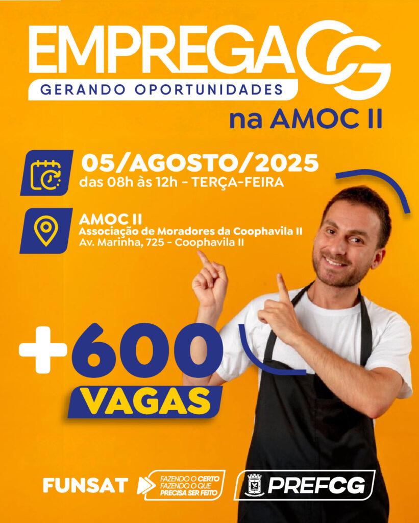 Funsat divulga 2.125 vagas de emprego e realiza mais uma edição do Emprega CG nesta terça-feira.