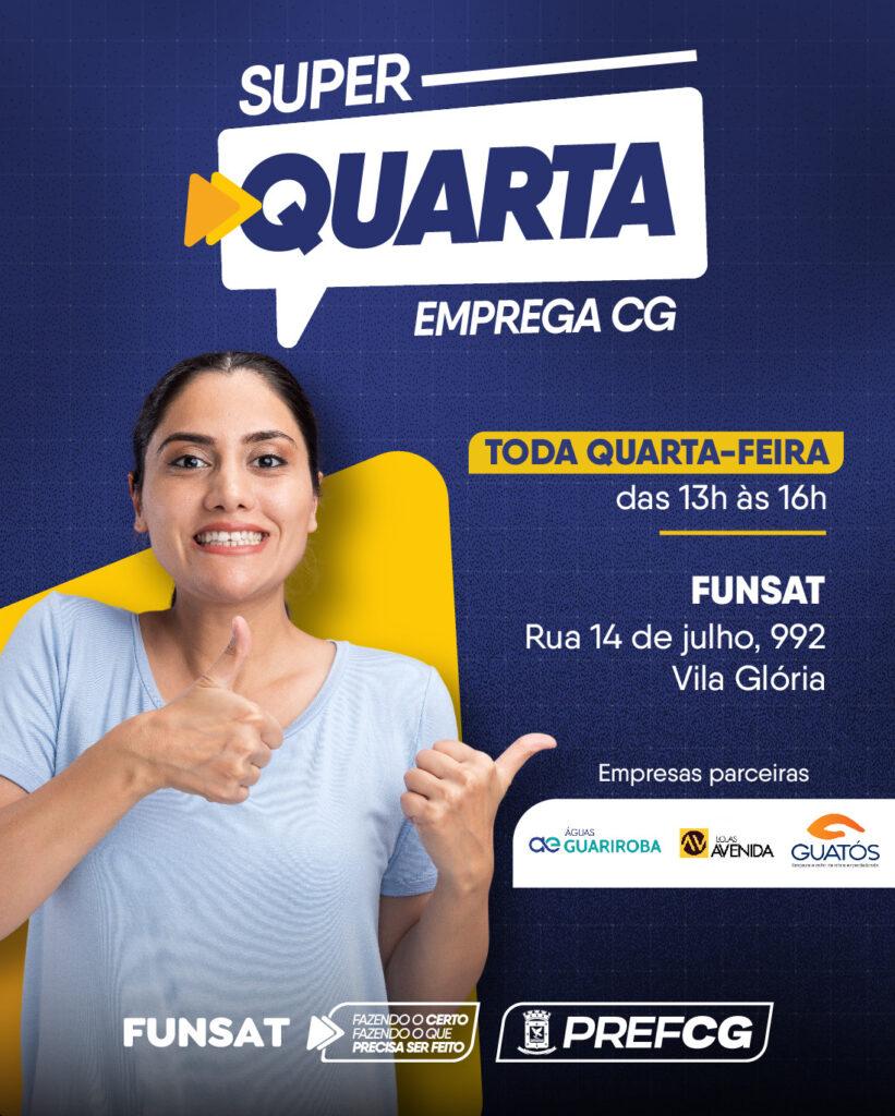 Funsat traz 2 mil vagas e realiza nova edição do Emprega CG nesta quarta. Funsat traz 2 mil vagas e realiza nova edição do Emprega CG nesta quarta.