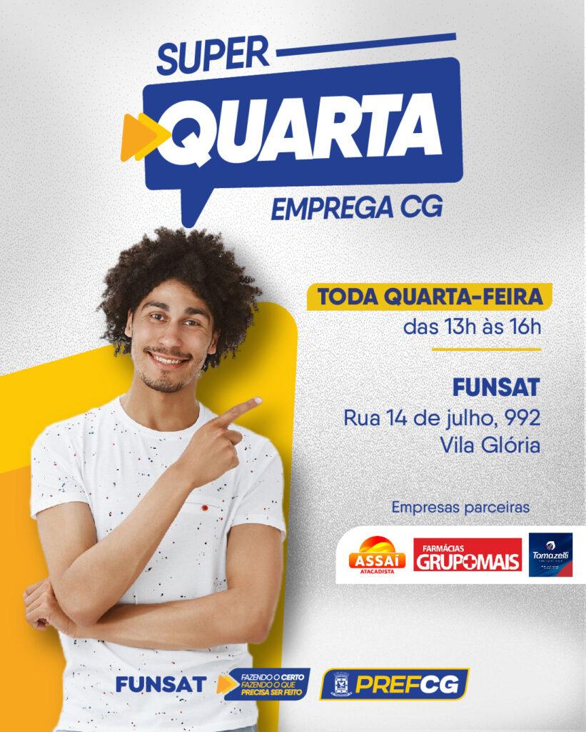 Super Quarta: Funsat oferece oportunidades de emprego para 188 empresas em Campo Grande.