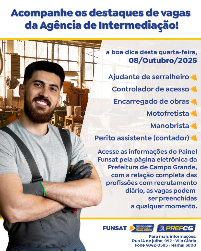 Funsat oferece 1.394 vagas de emprego nessa quarta.