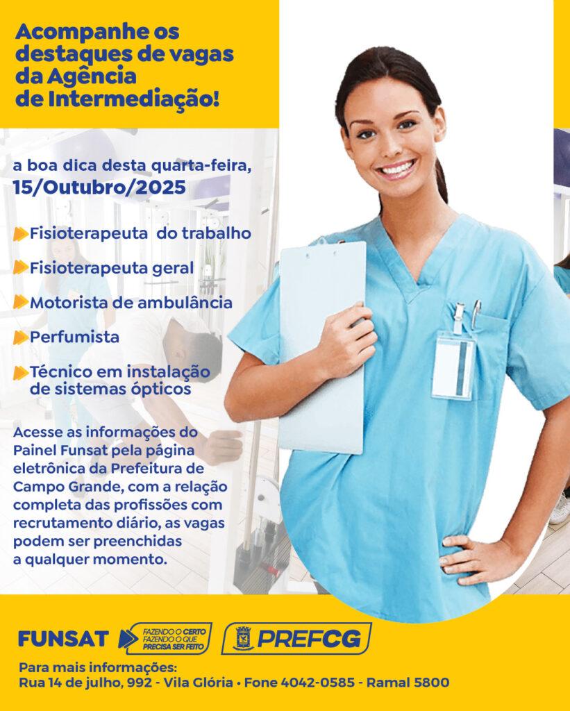 Funsat oferece 1.611 vagas de emprego em Campo Grande.