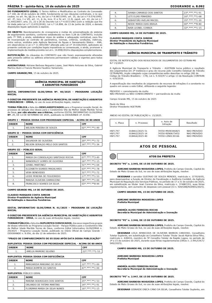 EMHA convoca suplentes para a Vila da Melhor Idade.