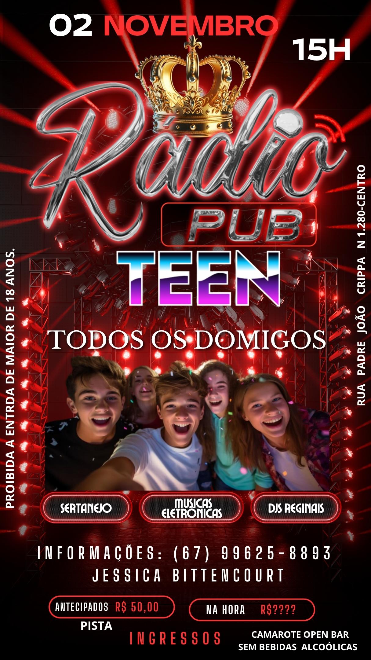 Vem aí a primeira balada teen! Da Boate do Rádio clube Cidade dia 02 de novembro no Domingo ás 15:00h. Vem aí a primeira balada teen! Da Boate do Rádio clube Cidade dia 02 de novembro no Domingo ás 15:00h.
