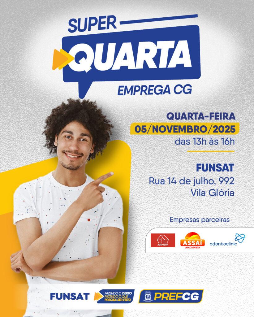 Super Quarta da Funsat oferece 1.281 vagas de emprego e recrutamento imediato.