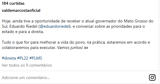 O Governador Eduardo Riedel e Reinaldo Azambuja alinham "agenda da direita" com presidente nacional do PL.